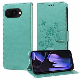 For Google Pixel 9a Embossed Butterfly Flowers Leather Phone Case(Green)