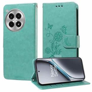 For OnePlus Ace 3 Pro 5G Embossed Butterfly Flowers Leather Phone Case(Green)