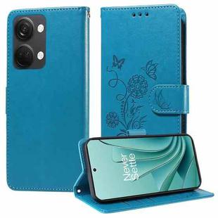 For OnePlus Nord 3 / Ace 2V Embossed Butterfly Flowers Leather Phone Case(Blue)