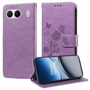 For OnePlus Nord 4 5G Embossed Butterfly Flowers Leather Phone Case(Purple)