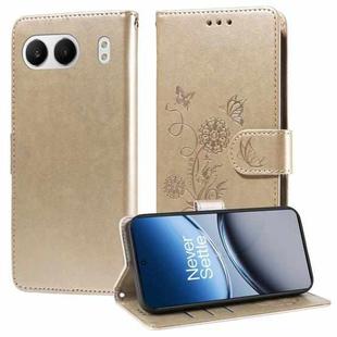 For OnePlus Nord 4 5G Embossed Butterfly Flowers Leather Phone Case(Gold)