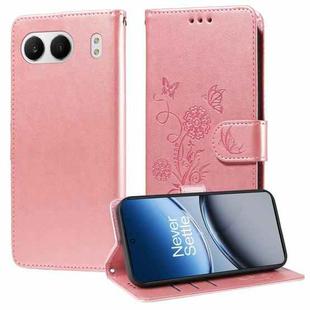 For OnePlus Nord 4 5G Embossed Butterfly Flowers Leather Phone Case(Rose Gold)