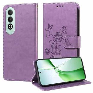 For OnePlus Nord CE 4 5G Embossed Butterfly Flowers Leather Phone Case(Purple)