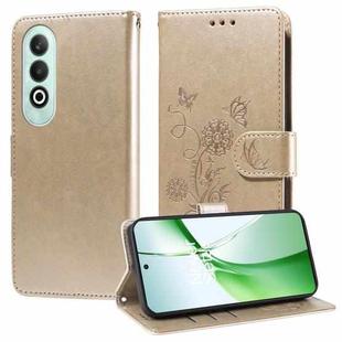 For OnePlus Nord CE 4 5G Embossed Butterfly Flowers Leather Phone Case(Gold)