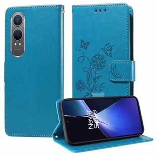 For OnePlus Nord CE 4 Lite Embossed Butterfly Flowers Leather Phone Case(Blue)