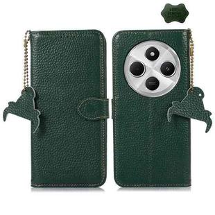 For Redmi 14C 4G Genuine Leather Litchi Texture RFID Leather Phone Case(Green)