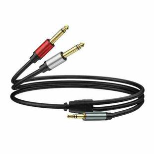 1m Gold Plated 3.5mm TRS Stereo to Dual 6.35mm TS Mono Y Splitter Adapter Audio Cable(Black)