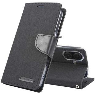 For iPhone 16 Plus GOOSPERY CANVAS DIARY Fabric Texture Flip Leather Phone Case(Black)