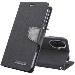 For iPhone 16 GOOSPERY CANVAS DIARY Fabric Texture Flip Leather Phone Case(Black)