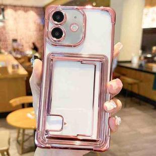 For iPhone 12 Electroplating Card Slot TPU Phone Case(Rose Gold)