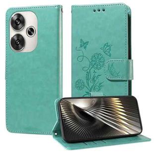 For Xiaomi Poco F6 Embossed Butterfly Flowers Leather Phone Case(Green)