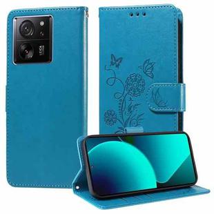 For Xiaomi 13T / 13T Pro / Redmi K60 Ultra Embossed Butterfly Flowers Leather Phone Case(Blue)