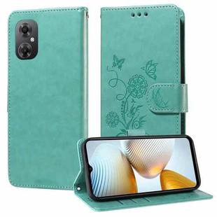 For Xiaomi Poco M4 5G / M5 4G India Embossed Butterfly Flowers Leather Phone Case(Green)