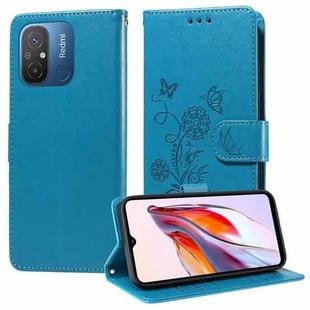 For Xiaomi Poco C55 / Redmi 11A 4G Embossed Butterfly Flowers Leather Phone Case(Blue)