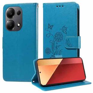 For Xiaomi Poco M6 Pro 4G Embossed Butterfly Flowers Leather Phone Case(Blue)