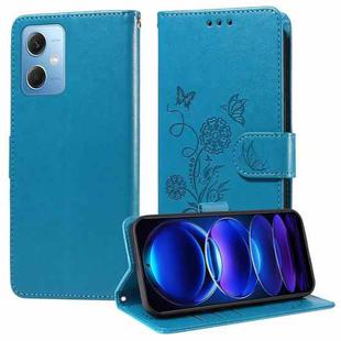 For Xiaomi Poco X5 5G Embossed Butterfly Flowers Leather Phone Case(Blue)