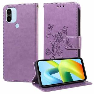 For Xiaomi Poco C50 / C51 Embossed Butterfly Flowers Leather Phone Case(Purple)