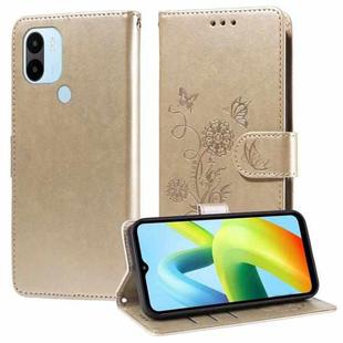 For Xiaomi Poco C50 / C51 Embossed Butterfly Flowers Leather Phone Case(Gold)