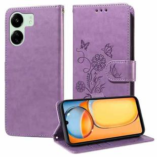 For Xiaomi Poco C65 / M6 5G Embossed Butterfly Flowers Leather Phone Case(Purple)