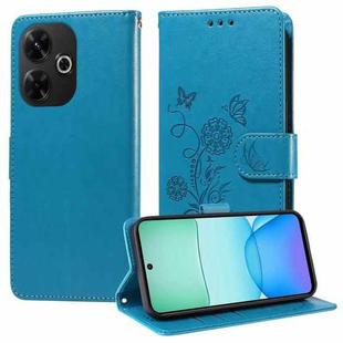 For Xiaomi Poco M6 4G Embossed Butterfly Flowers Leather Phone Case(Blue)