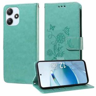 For Xiaomi Poco M6 Pro 5G Embossed Butterfly Flowers Leather Phone Case(Green)