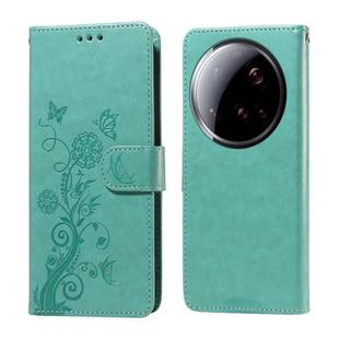 For Xiaomi 15 Ultra Embossed Butterfly Flowers Leather Phone Case(Green)