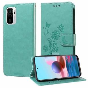 For Redmi Note 11 SE 4G India Embossed Butterfly Flowers Leather Phone Case(Green)