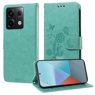 For Redmi Note 13 Pro 5G Embossed Butterfly Flowers Leather Phone Case(Green)