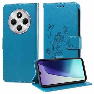 For Redmi 14C Embossed Butterfly Flowers Leather Phone Case(Blue)