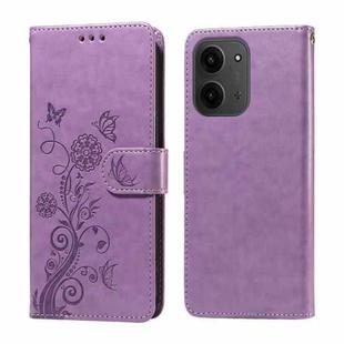 For Redmi 15C 4G 173.1mm / 15C 5G 173.1mm Embossed Butterfly Flowers Leather Phone Case(Purple)