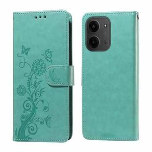 For Redmi 15C 4G 171.5mm / Xiaomi Poco C85 4G Embossed Butterfly Flowers Leather Phone Case(Green)