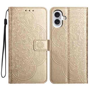 For iPhone 17 Flower Embossed Leather Phone Case(Gold)