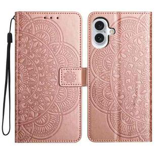 For iPhone 17 Flower Embossed Leather Phone Case(Rose Gold)