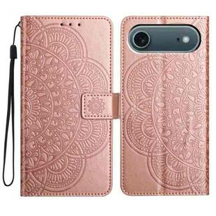 For iPhone 17 Air Flower Embossed Leather Phone Case(Rose Gold)
