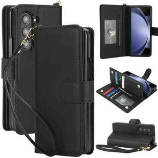 For Samsung Galaxy Z Fold5 Multi-Card Wallet RFID Leather Phone Case(Black)