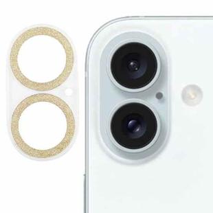 For iPhone 16 / 16 Plus Glitter Ring Tempered Glass Camera Lens Film(Gold)