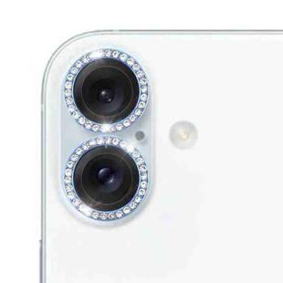 For iPhone 16 / 16 Plus 9H Point Drill Camera Lens Protector Ring(Blue)