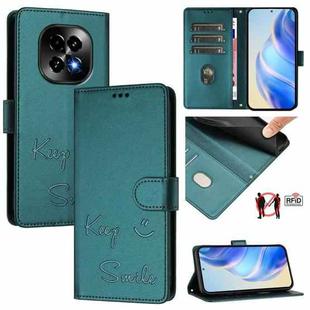 For Realme C63 5G Global Smile Embossing RFID Leather Phone Case(Peacock Green)