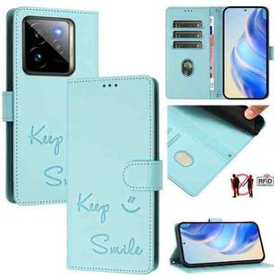 For Realme GT 7 Pro 5G Smile Embossing RFID Leather Phone Case(Mint Green)