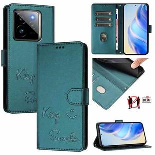 For Realme GT 7 Pro 5G Smile Embossing RFID Leather Phone Case(Peacock Green)