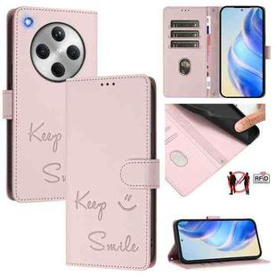 For OPPO Find X8 Smile Embossing RFID Leather Phone Case(Pink)