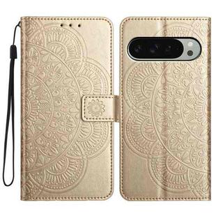 For Google Pixel 9 Pro XL Flower Embossed Leather Phone Case(Gold)