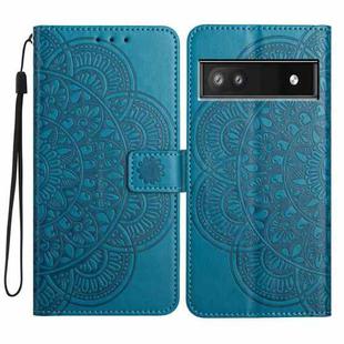 For Google Pixel 9a Flower Embossed Leather Phone Case(Blue)