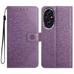 For Honor 200 Flower Embossed Leather Phone Case(Purple)