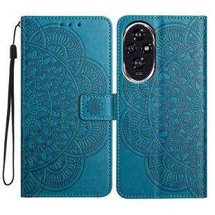 For Honor 200 Flower Embossed Leather Phone Case(Blue)