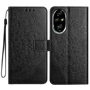 For Honor 200 Pro Flower Embossed Leather Phone Case(Black)