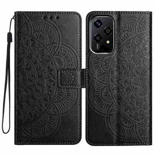 For Honor 200 Lite Global Flower Embossed Leather Phone Case(Black)