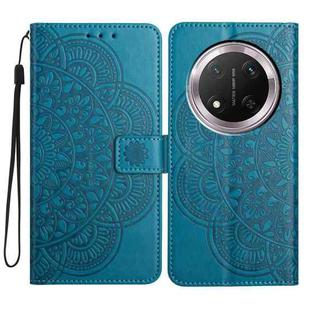 For Honor X9c Flower Embossed Leather Phone Case(Blue)