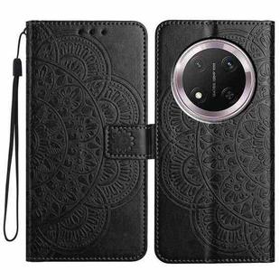 For Honor X9c Flower Embossed Leather Phone Case(Black)