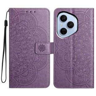 For Honor 400 Pro Global 160.8mm Flower Embossed Leather Phone Case(Purple)